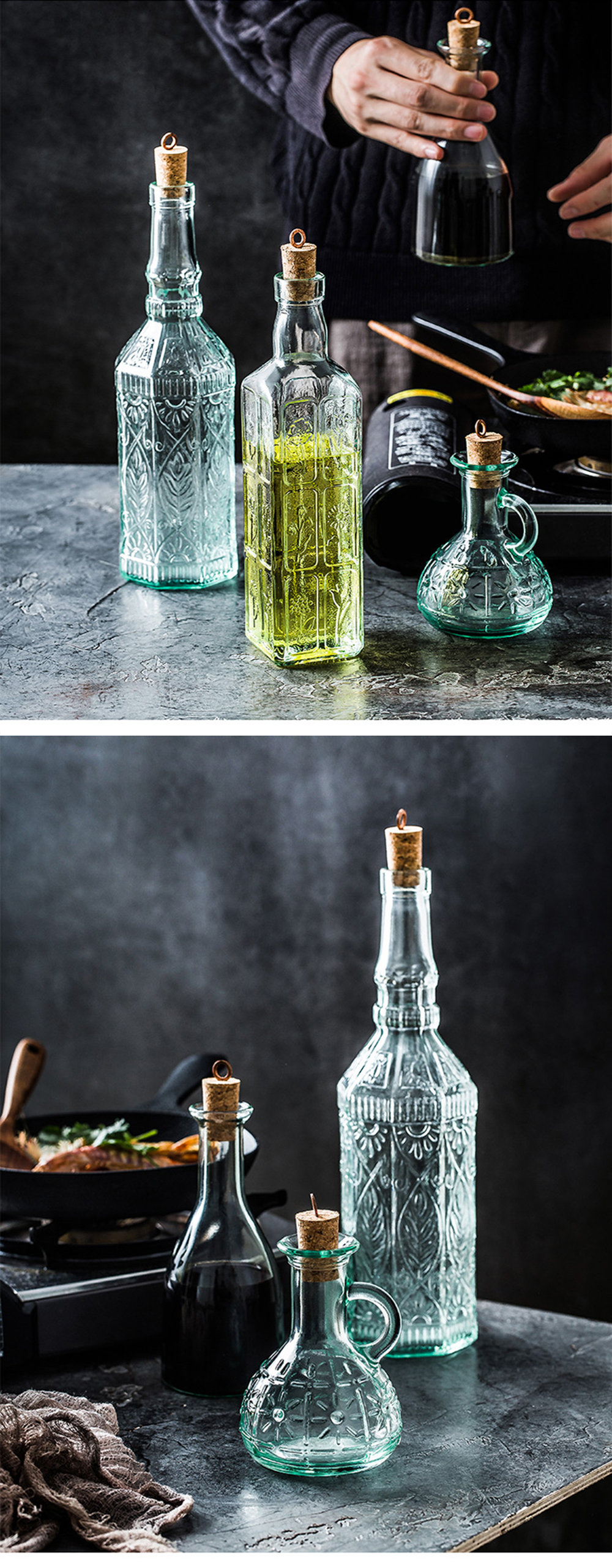 Kitchen Seasoning Oil Bottle - Glass - 2 Patterns - ApolloBox
