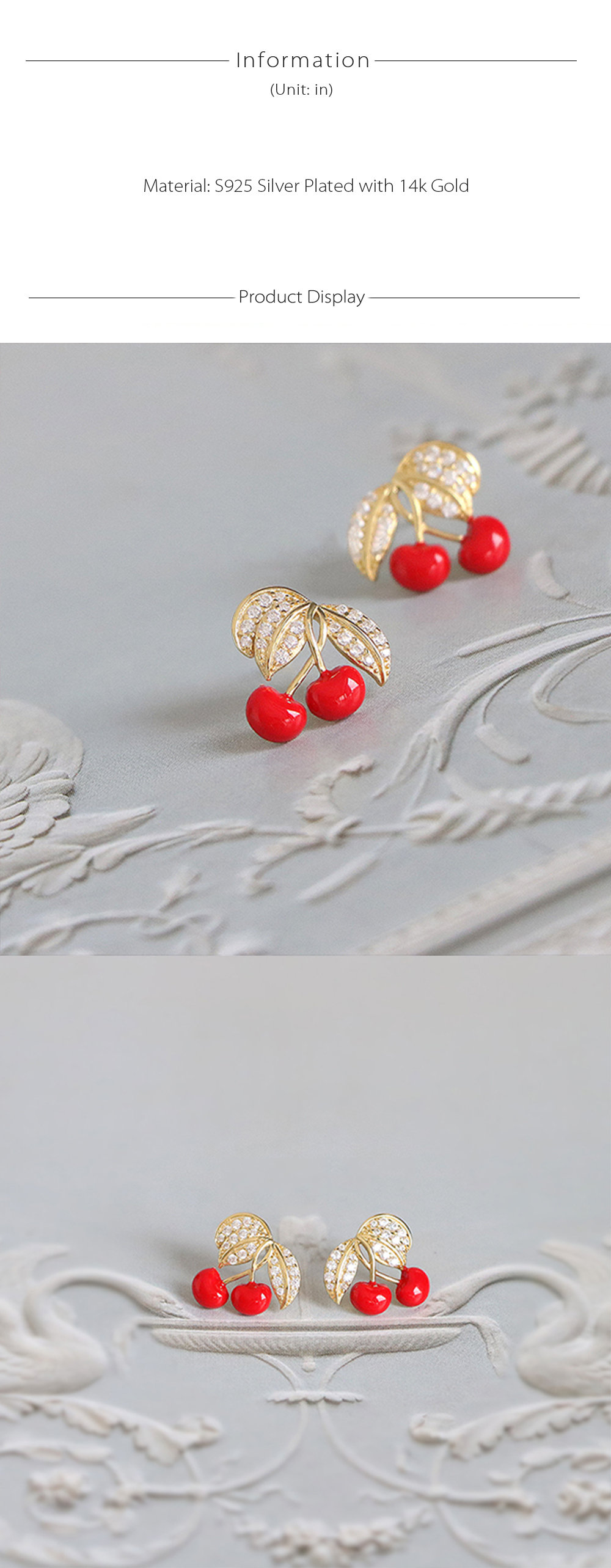 925 Sterling Silver Cherry Stud Earrings | Agora Jewels