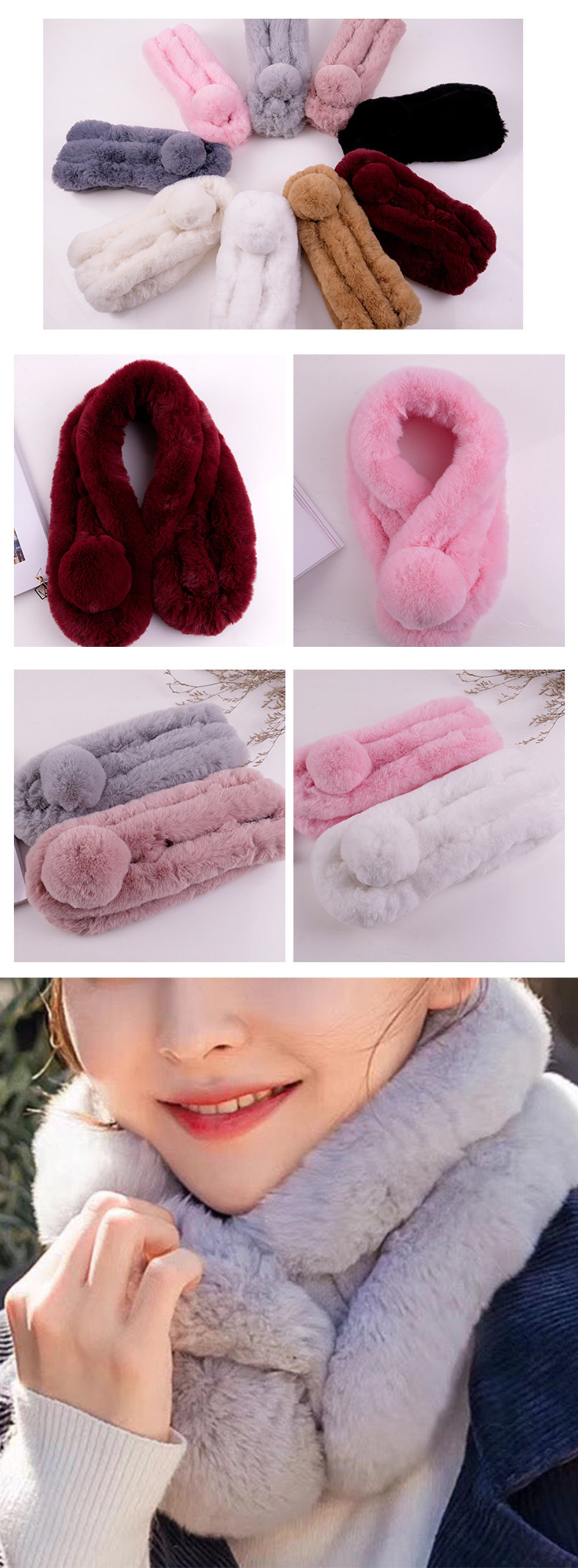 ApolloBox Faux Rabbit Fur Scarf