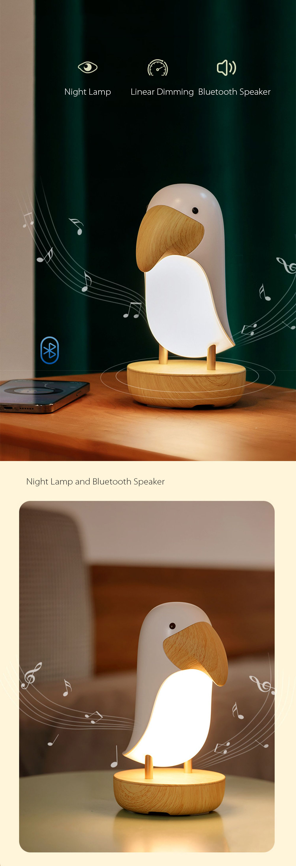 Seagull Bluetooth Speaker And Light - ApolloBox