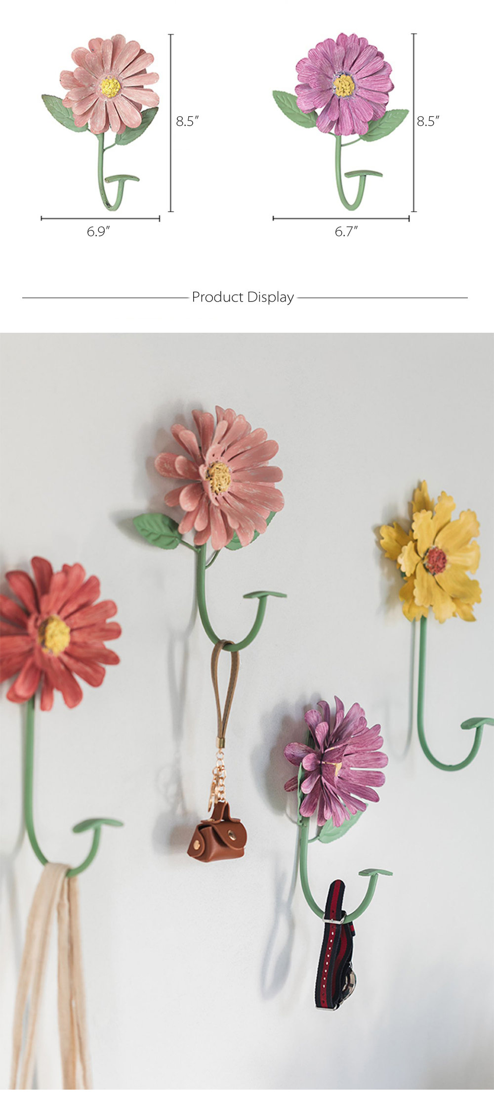  Tricune Vintage Flower Shaped Decorative Wall Hooks