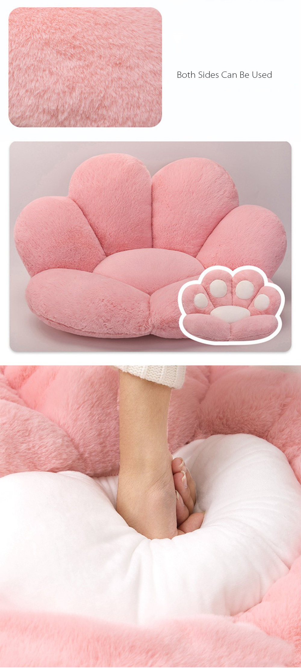 Cat Paw Inspired Cushion - Plush - White - Pink - 3 Colors - 2