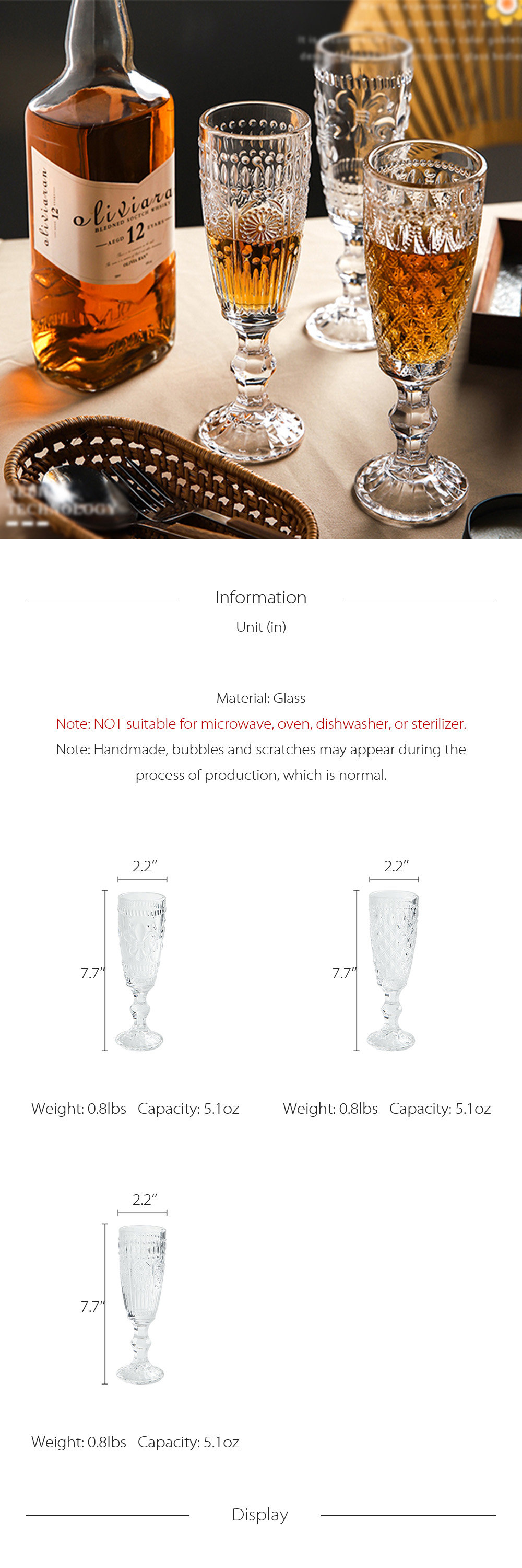 Modern Champagne Glass - Crystal Glass - Safe for Dishwasher from Apollo Box