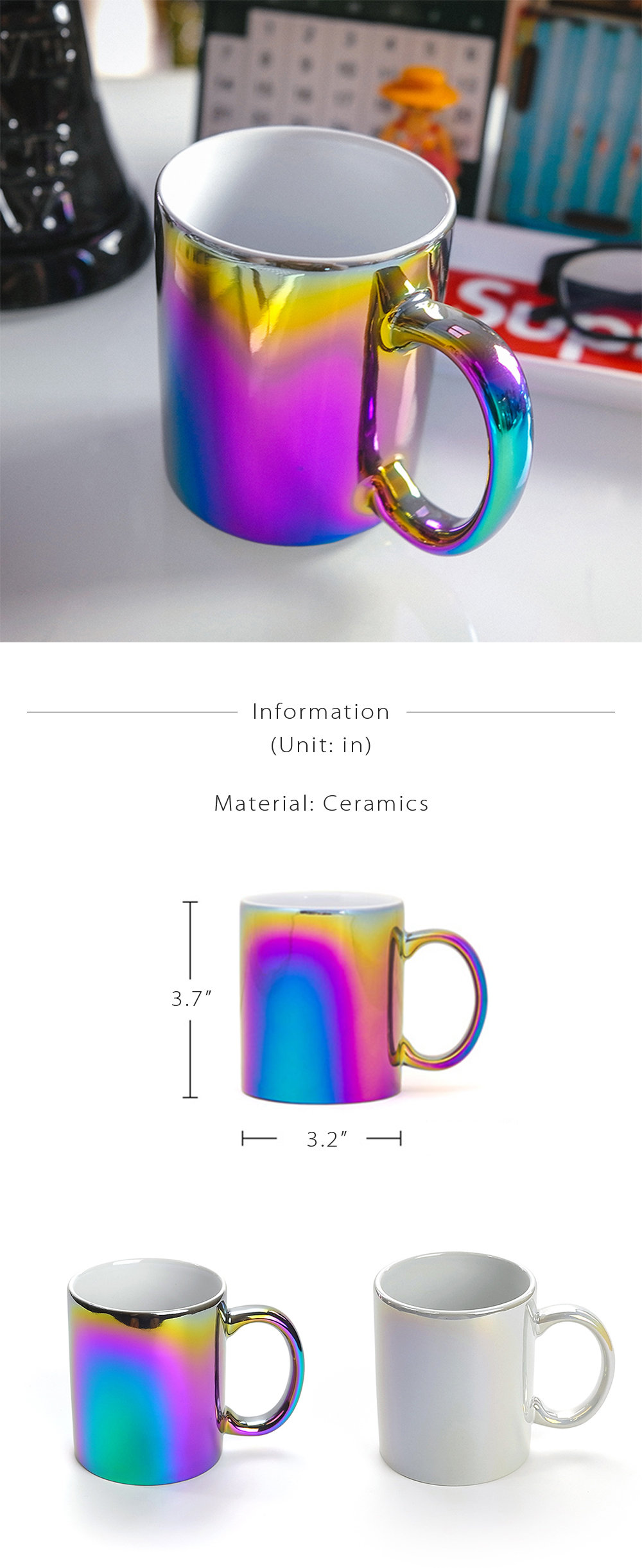 Colorful 3d Coffee Mug/ Handmade Ceramic Mug/ Rainbow Mug/ 