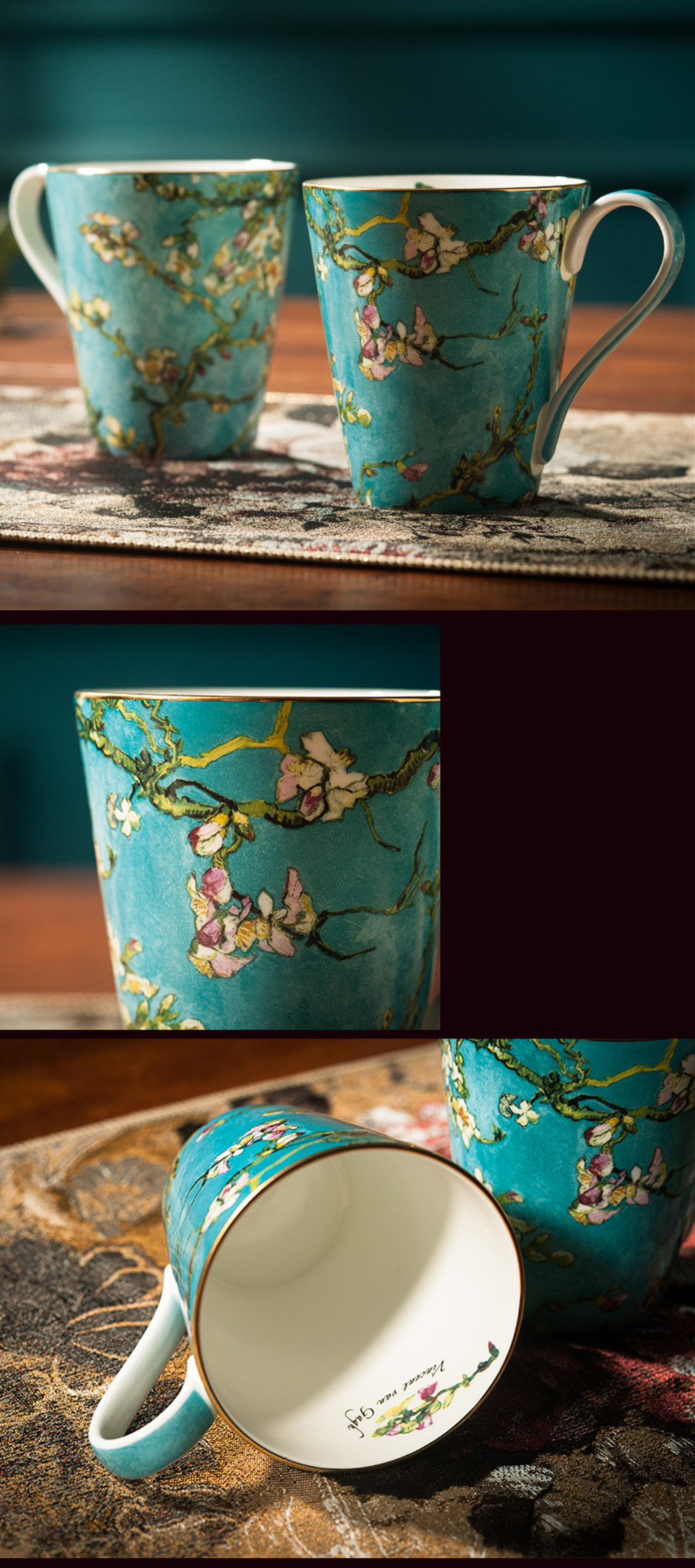 Elegant Blossom Glass Mugs