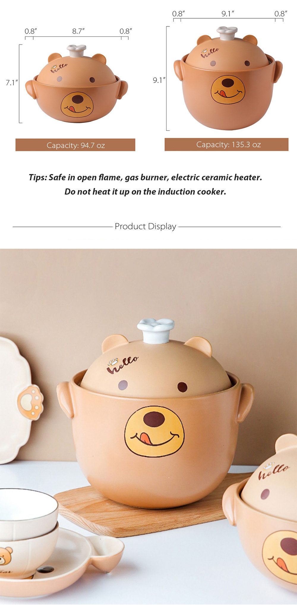 Small Bear Ceramic Stew Pot - 2 Sizes - ApolloBox