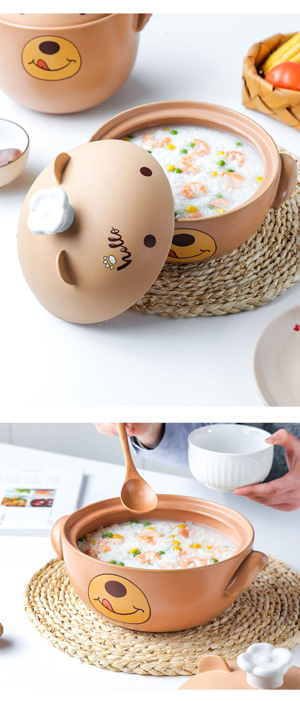 Cute Bear Animal Ceramic Casserole Household Stew Pot Soup - Temu