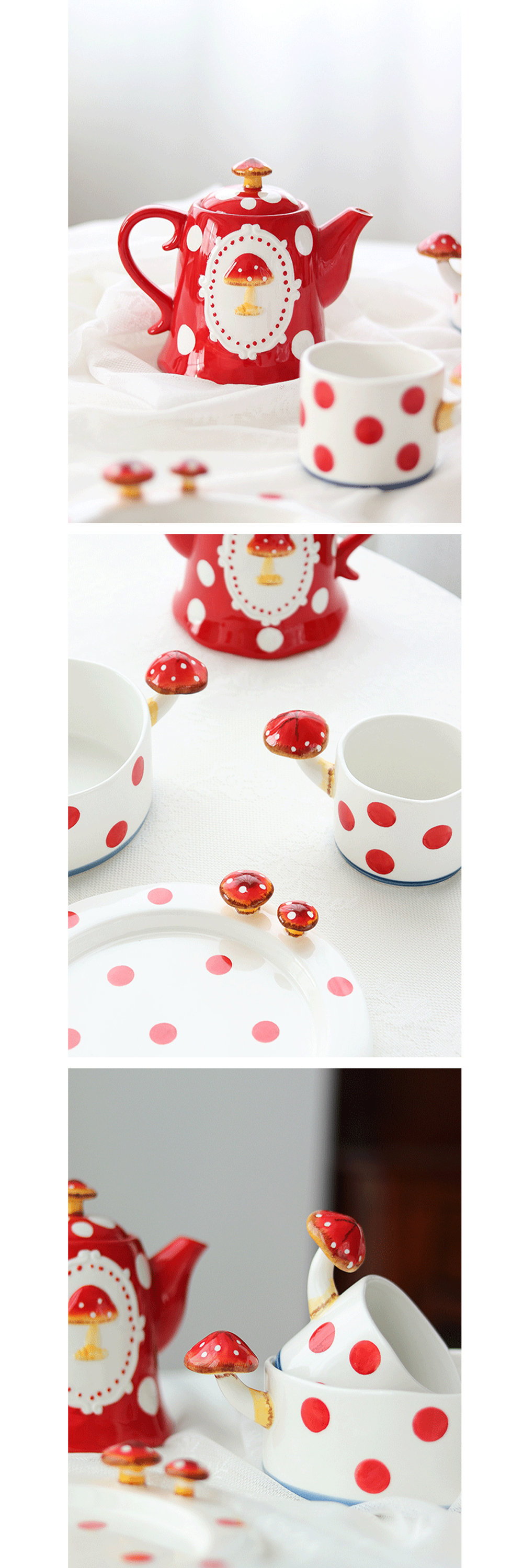 Cute Mushroom Ceramic Mug Lovely Red Mushroom Tableware High