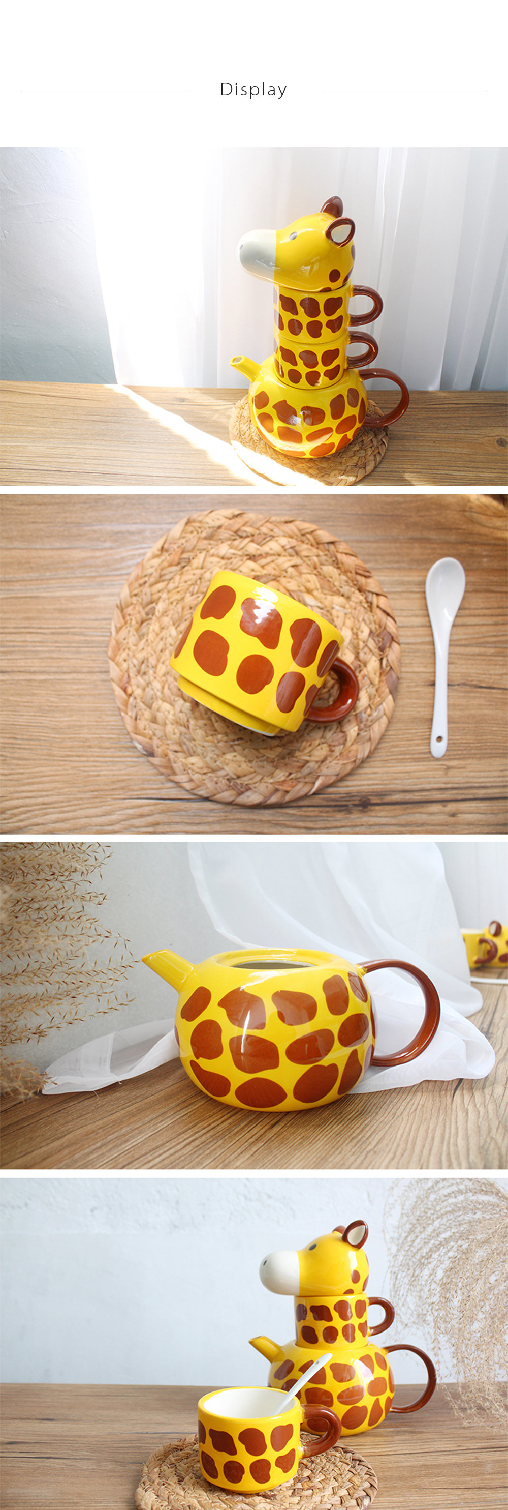 Giraffe Pot and Mug Set Creative and Fun Design