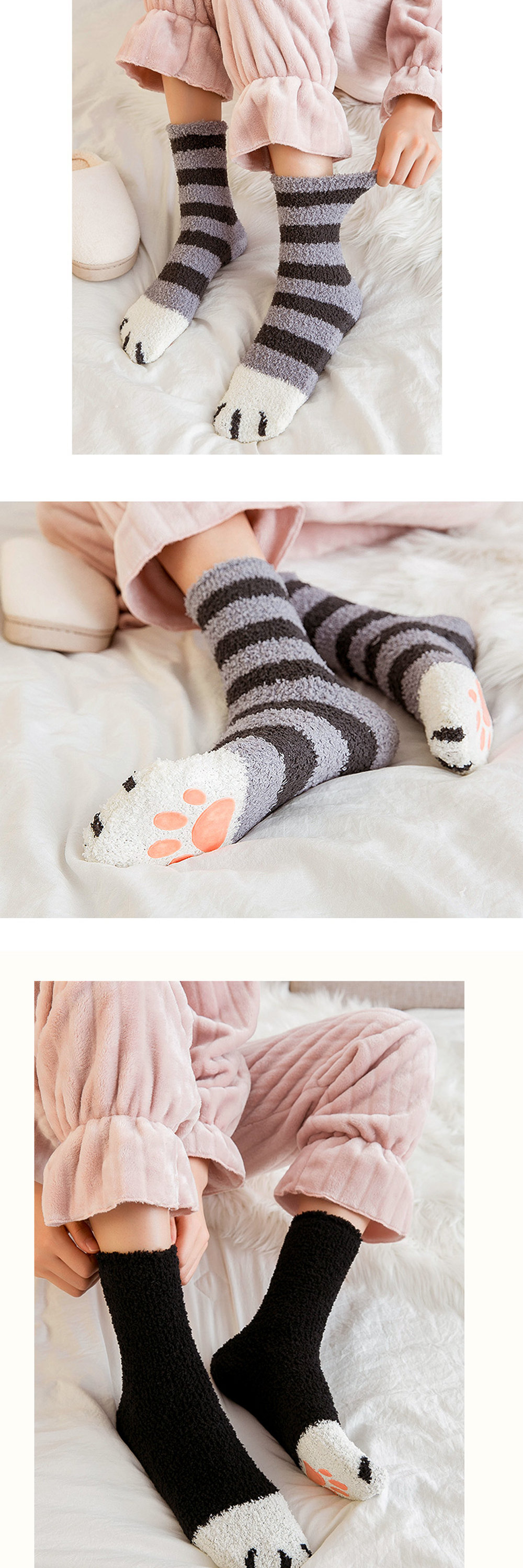 Fluffy Cat Paw Socks Set