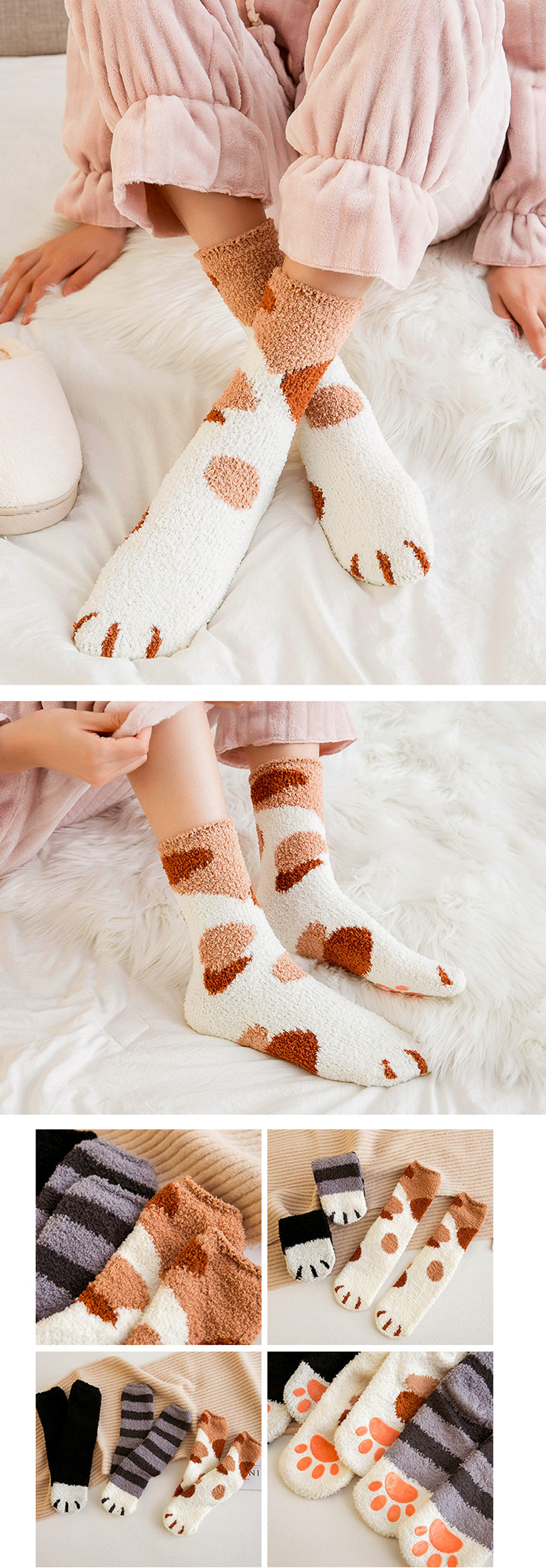 Cute Kitty Paw Socks - Set of 3 - 6 Patterns from Apollo Box