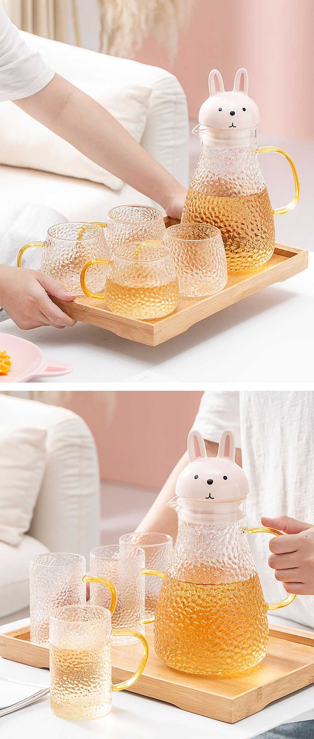 Bunny Themed Glass Drinking Set - ApolloBox