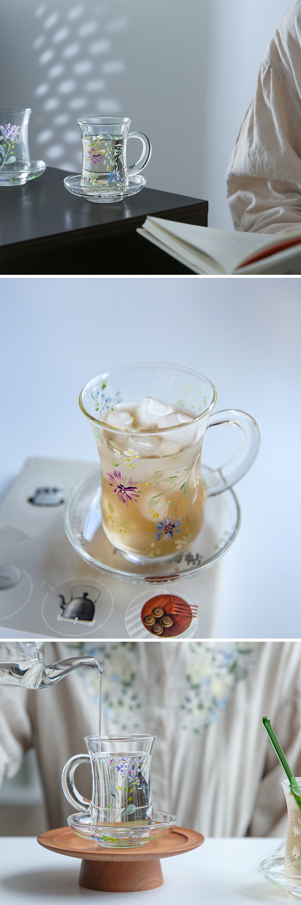 Aesthetic Cottagecore Hand Painted Floral Ceramic Mug and Saucer