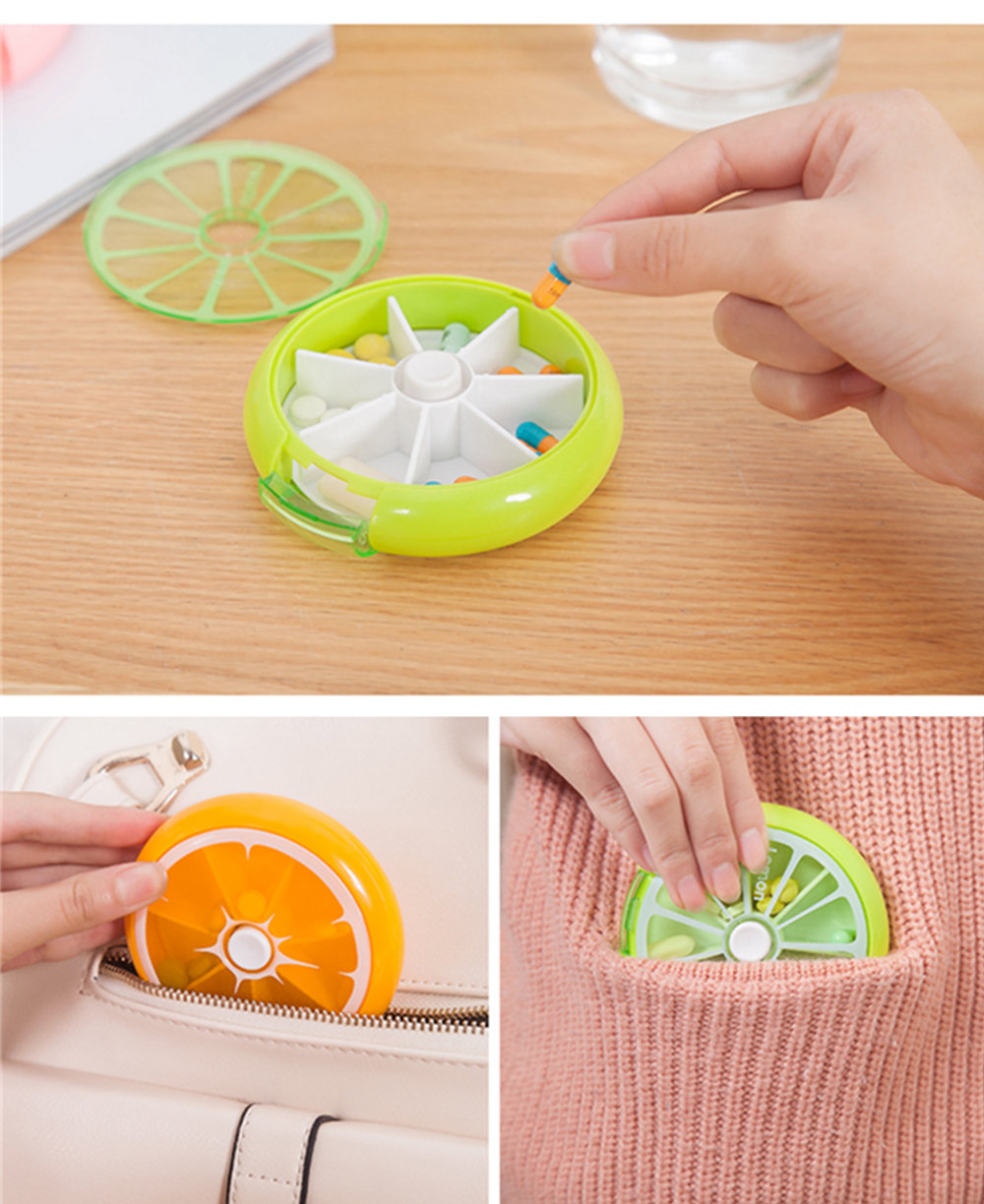 Portable Fruit Pill Box - Plastic - Rotating Design - ApolloBox