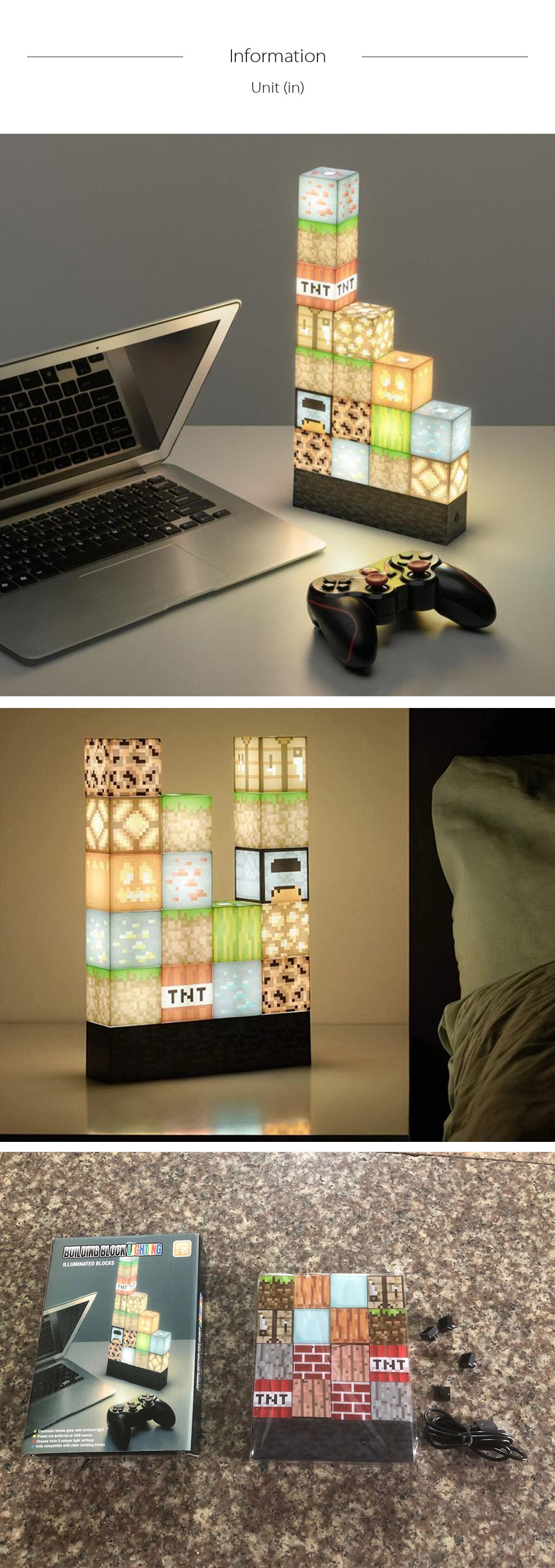 Minecraft Block Building Light: A modular Minecraft-themed mood light.