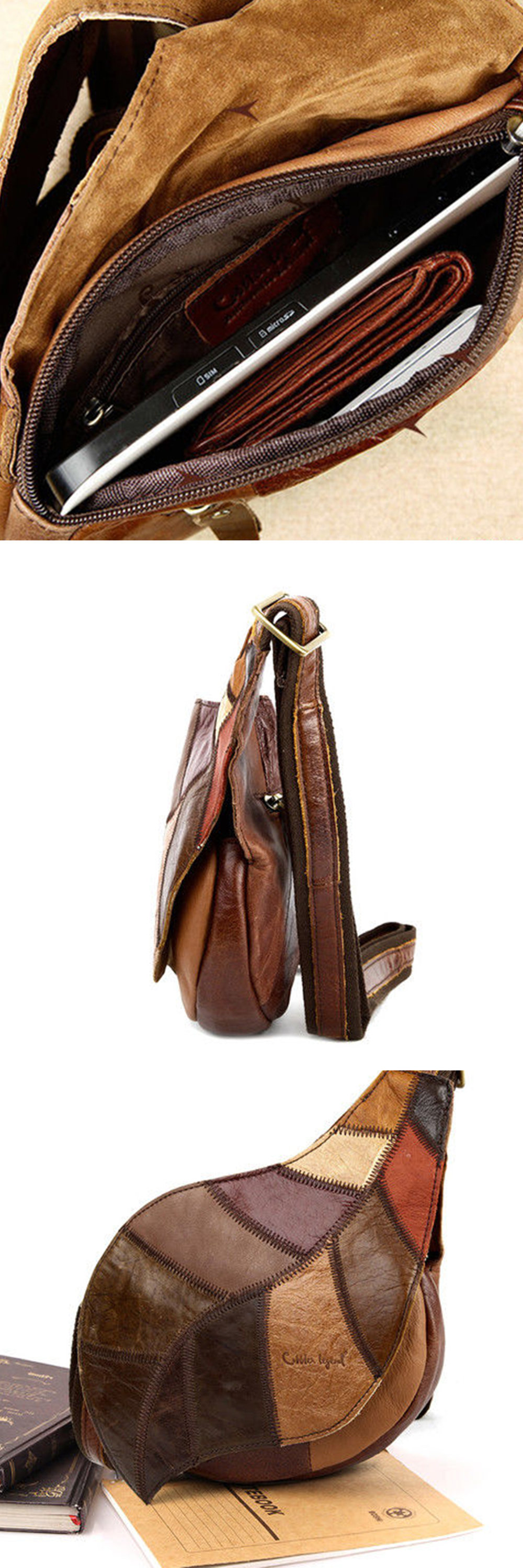 Vintage Messenger Bag - Faux Leather - Brown from Apollo Box