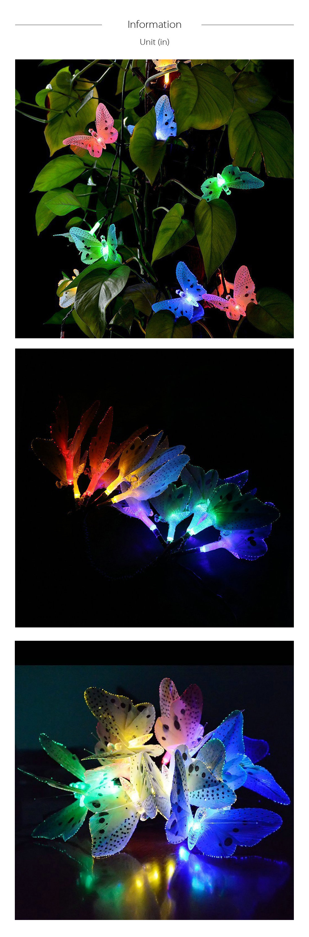 Solar Powered Lamp - Butterfly Design - Coloful Lights Dreamy Garden Lamp