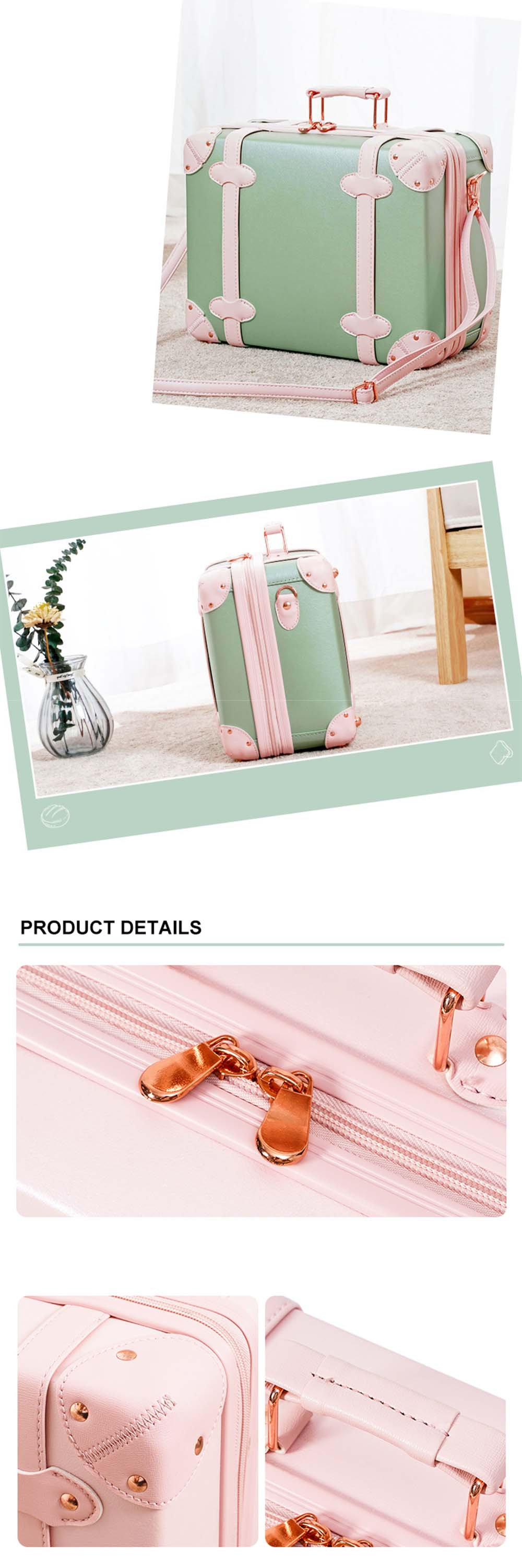 Mini Suitcase - PU Leather - Metal - Pink - Green - 6 Colors