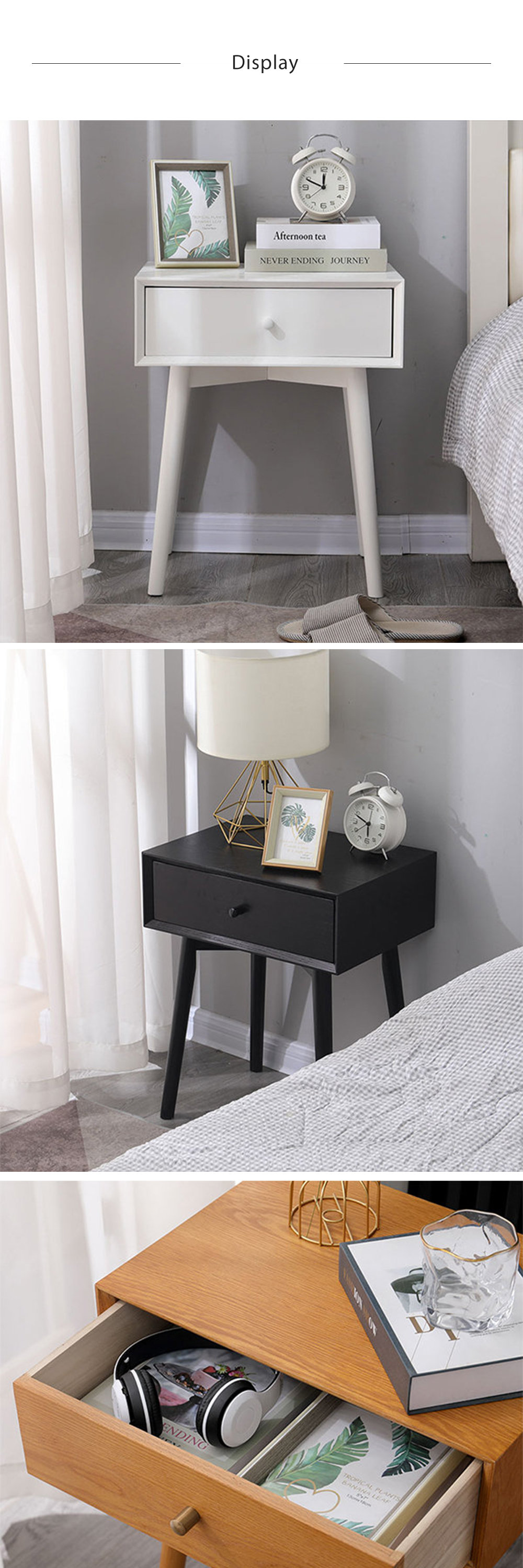 Modern Bedside Table - Wood - Gray - White - 8 Colors from Apollo Box