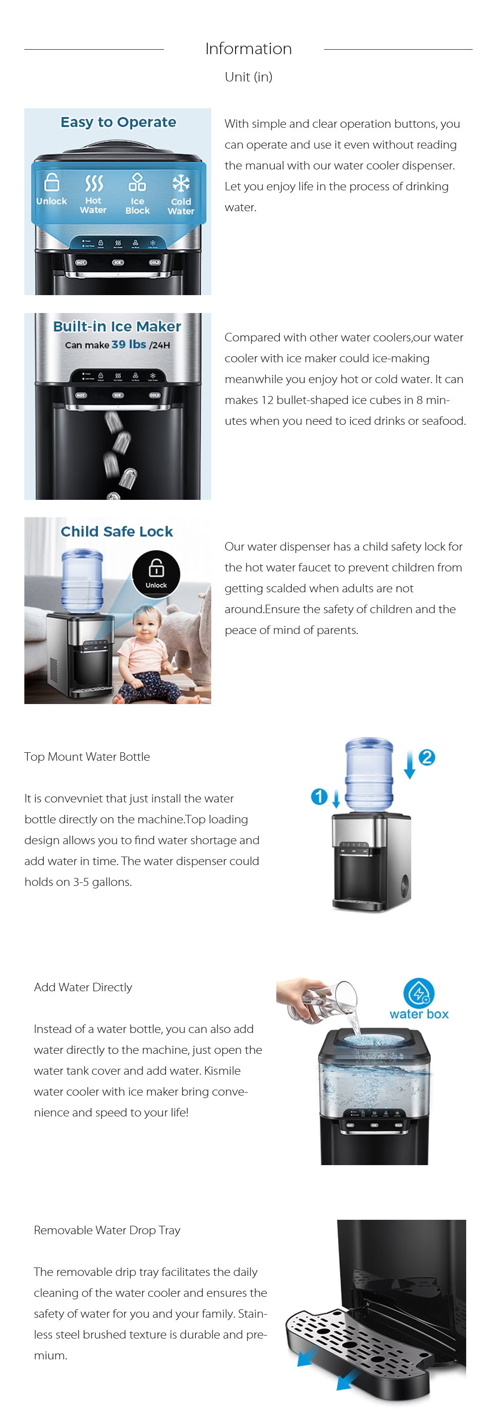 3-in-1 Water Cooler Dispenser - Black - ApolloBox