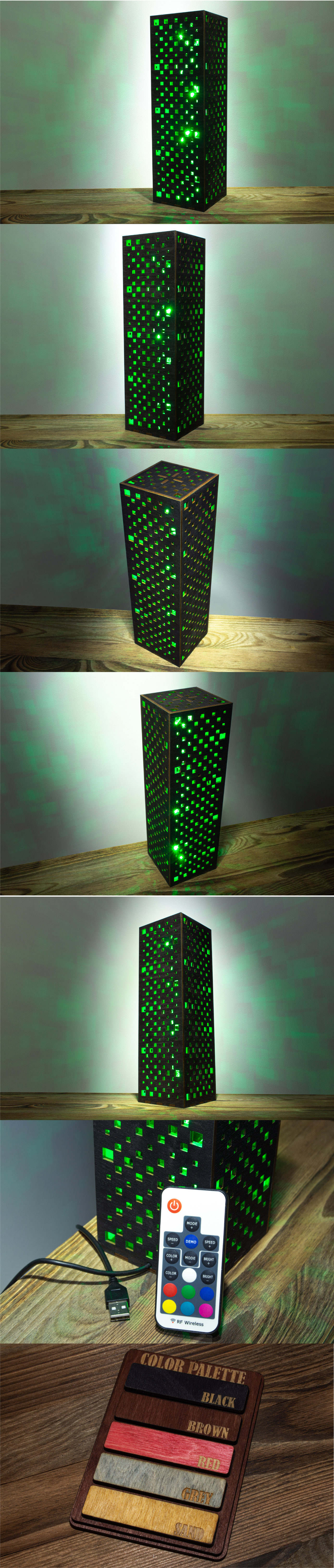 Square Pattern Shape Lamp Sci-fi Punk Style LED RGB Desk Lamp