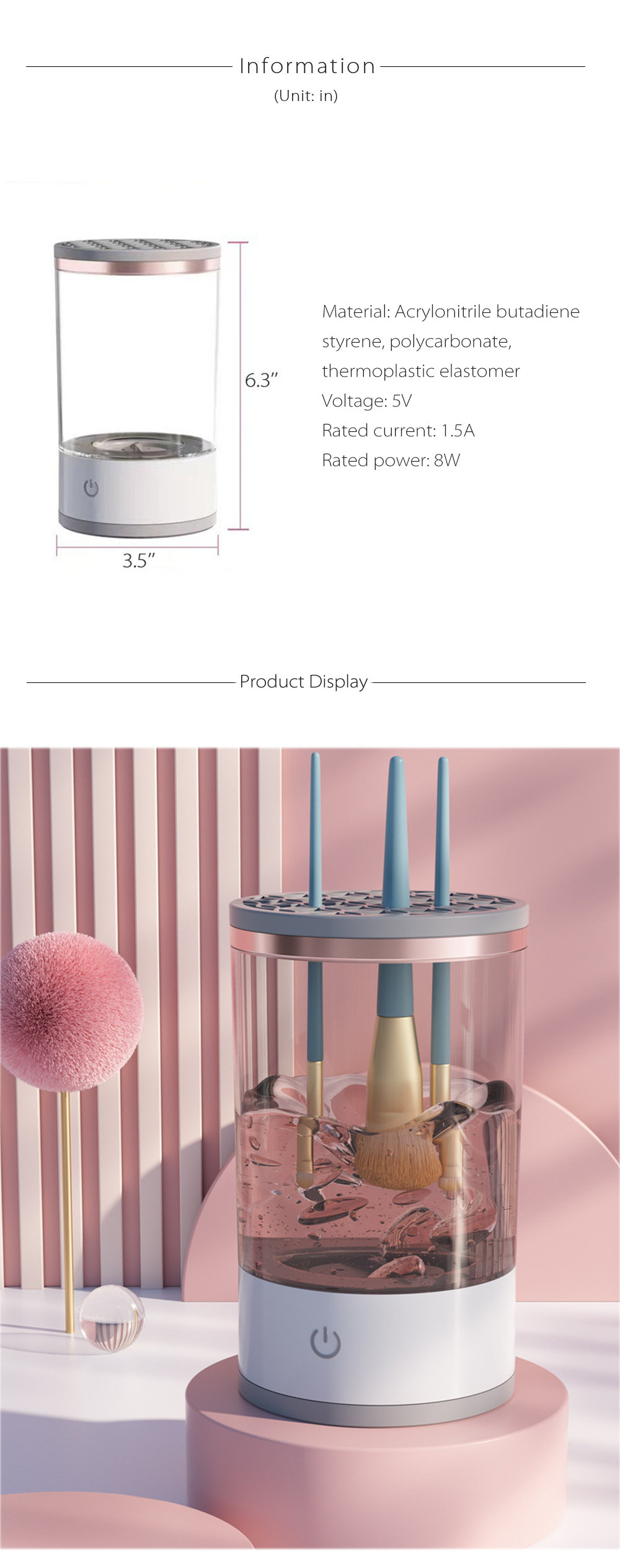 Electric Makeup Brush Cleaning Machine - Cylinder Shape - Sonic