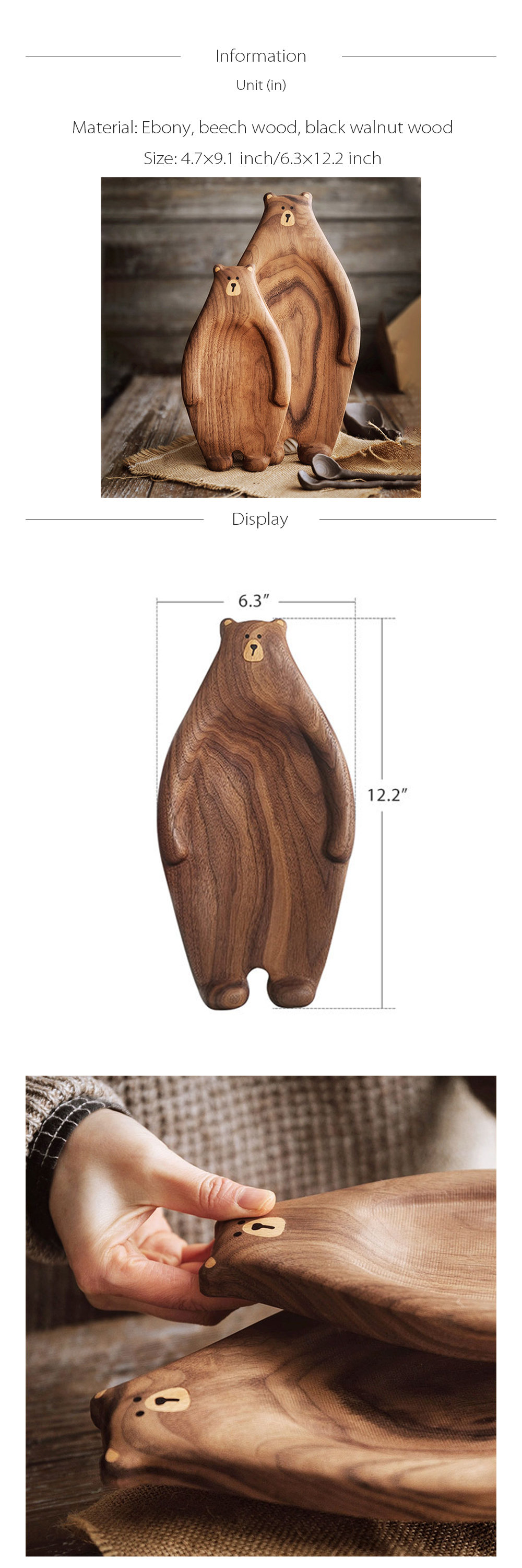 Adorable Bear Serving Board - Wooden - Hand-polished Smooth