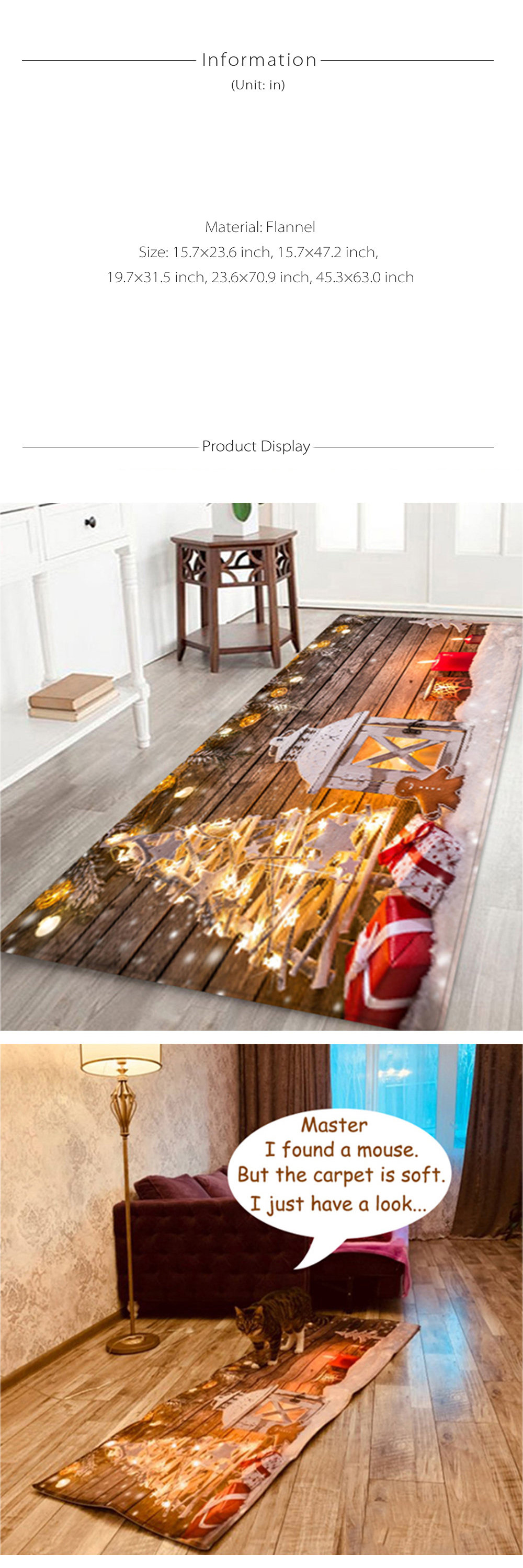 Christmas Washable Rug Non-slip Living Room Underlay Carpet Indoor,front door  mat 