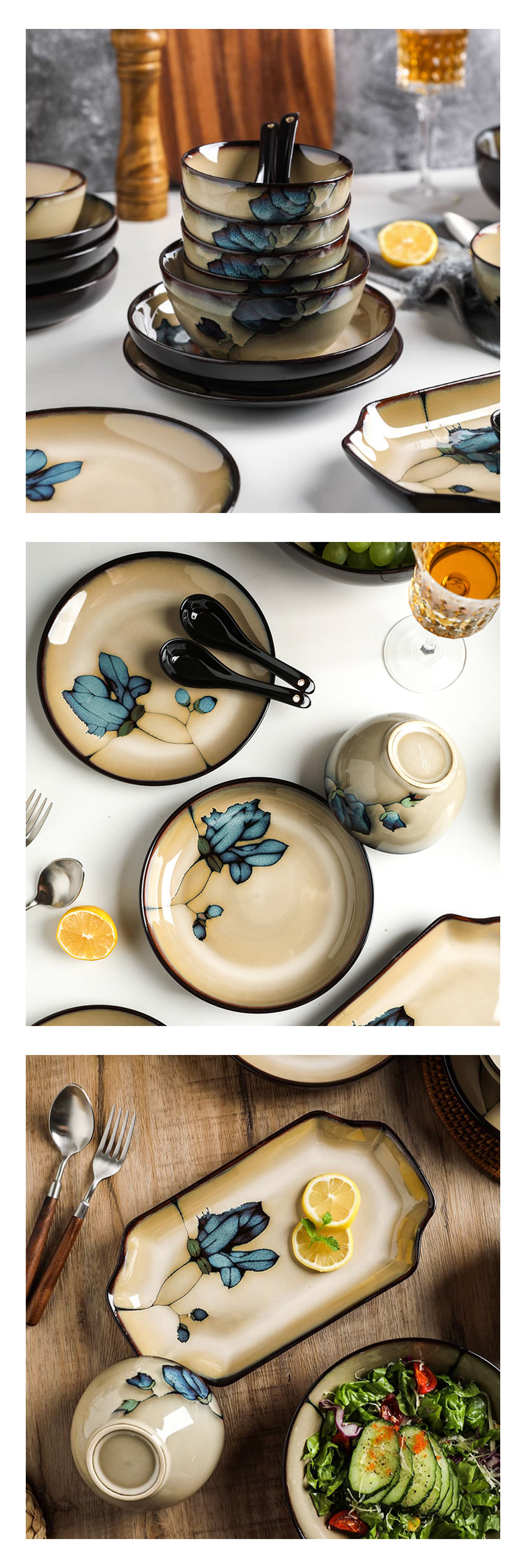 Japanese Style Magnolia Dinnerware Set - Botanical Elegance - Sophisticated  Dining - ApolloBox