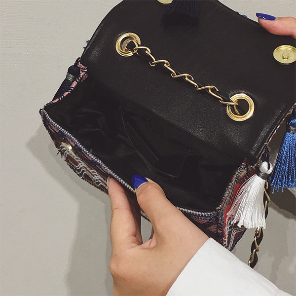 Blue Leather Tassel Bag from Apollo Box