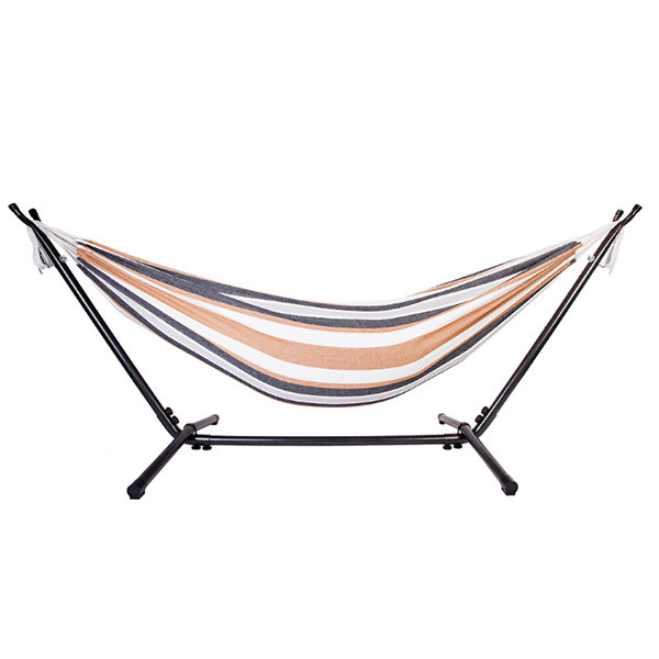 Striped Hammock With Steel Stand - ApolloBox