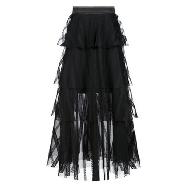 Black Tiered Midi Skirt - ApolloBox