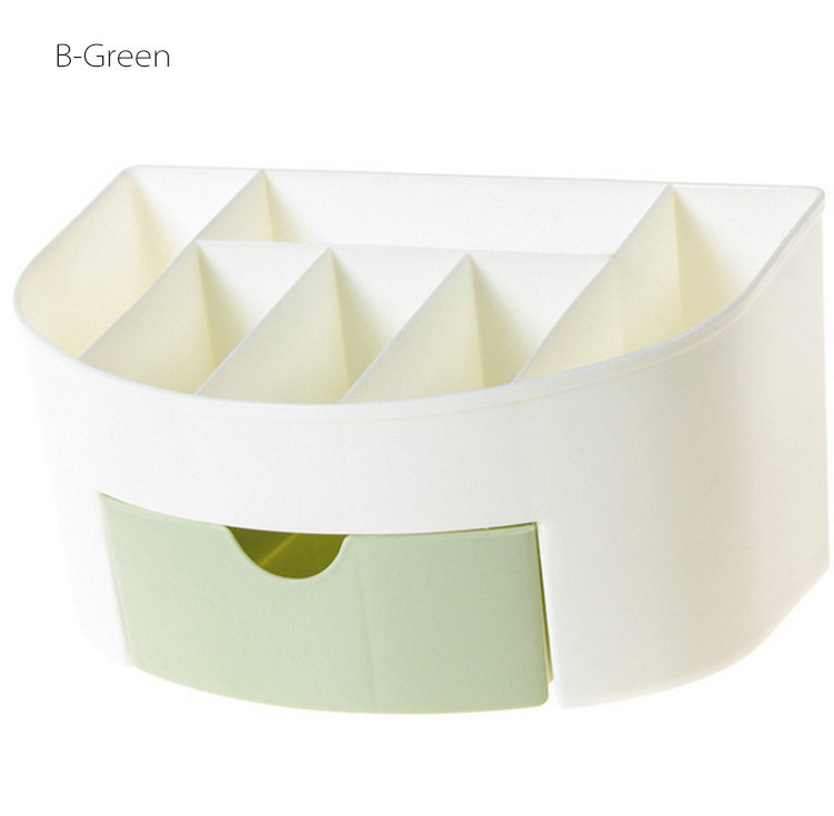 Makeup Storage Organizer - Plastic - Green - White from Apollo Box