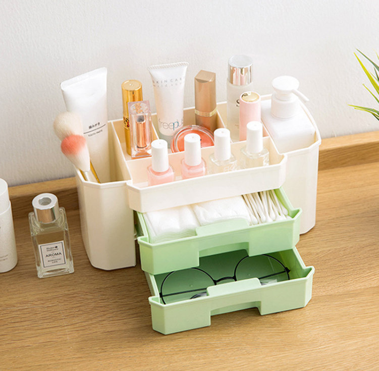 1pc Plastic Storage Box Desktop Snack Organizer For Makeup