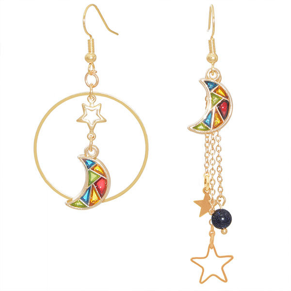 Mismatched Stars & Crescent Moon Earrings - ApolloBox