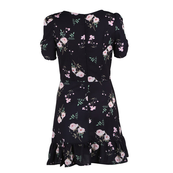 Floral V Plunge Mini Dress - ApolloBox