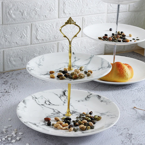 Three-tier Marble Ceramic Cake Stand