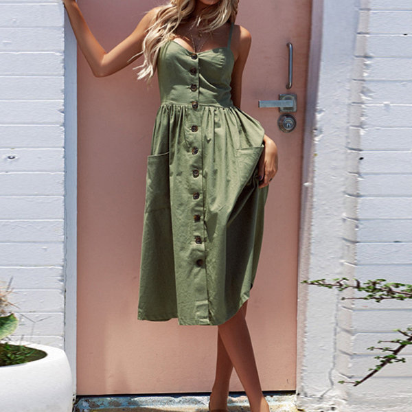 Vintage Green Slip Dress - Blended Fabric - 4 Sizes Available