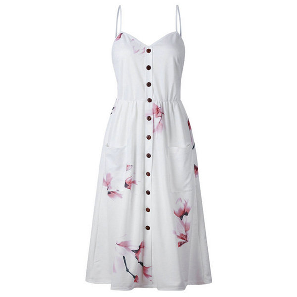 Buttoned Floral Sundress - Bohemian Style - 4 Sizes - ApolloBox