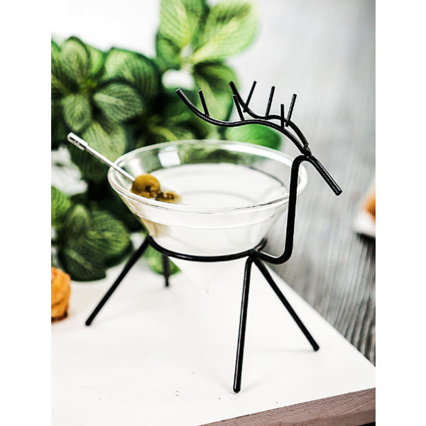 Iron Holder Deer Martini Glass - Black - Silver - 3 Colors from Apollo Box