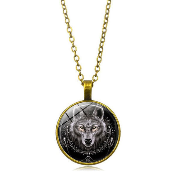 Inspirational Gift Balupro I am Wolf” Native American Spirit Wolf Head Pendant Necklace