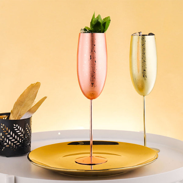 Stainless Steel Wine Flutes, Champagne Steel Glasses