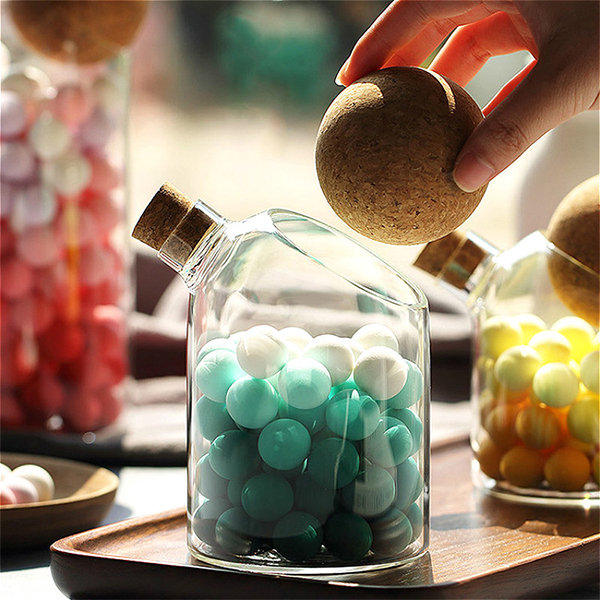 Glass Jar With Cork Lid - Spherical and Button-shaped Cork - Kitchen  Storage from Apollo Box