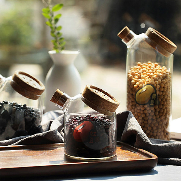 Glass Jar With Cork Lid - Spherical and Button-shaped Cork - Kitchen  Storage from Apollo Box