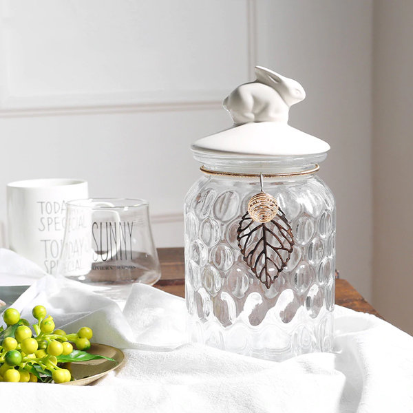 Mini Glass Decorative Candy Jar with White Ceramic Heart Lid