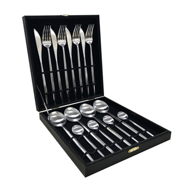 MB Slim Box - Personalized cutlery set - Lunch box Cutlery set - Trio Knife  - black