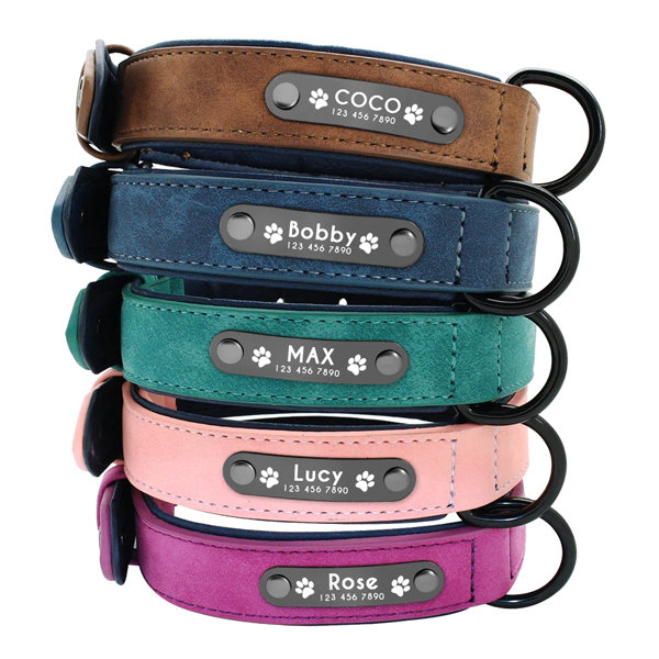 PU Six Colors Dog Collar Personalized Leather Pet Products For