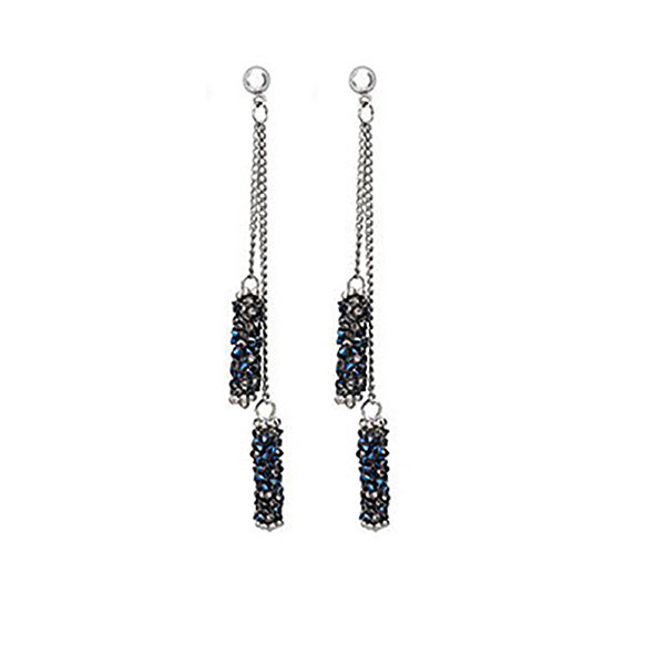 Cylinder Crystal/Pearl Drop Earrings - ApolloBox