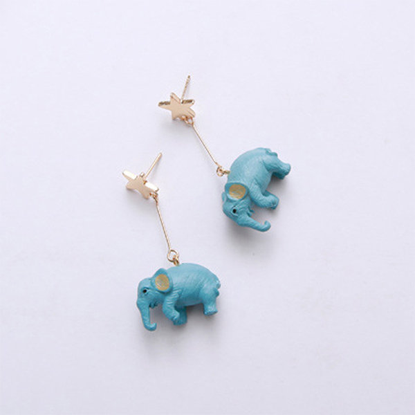 blue elephant earrings