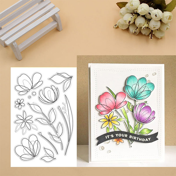 Colorful Flower Stamps